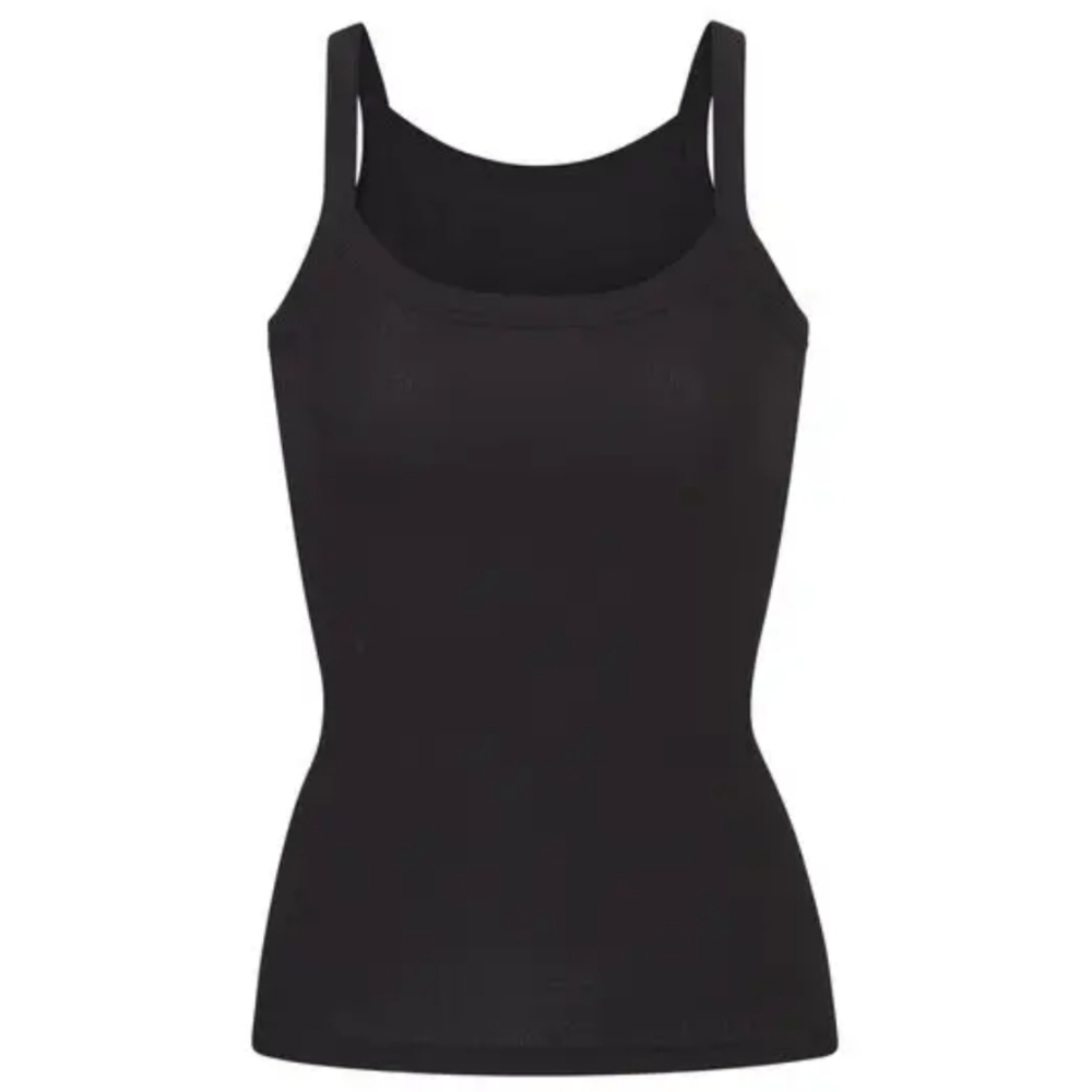 SKIMS logo pointelle strappy tank in Onyx